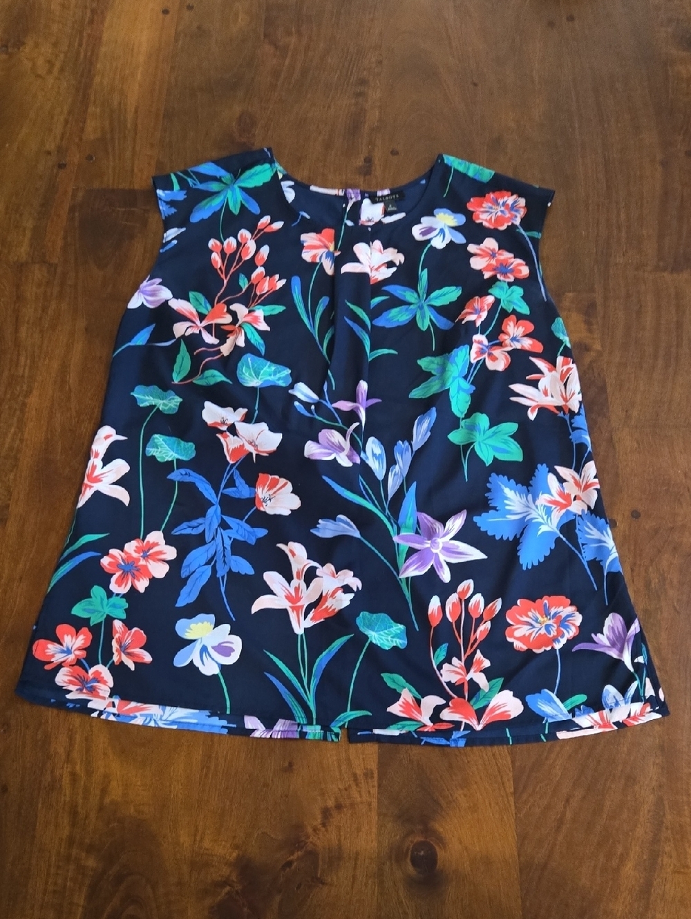 Talbots Navy Floral Sleeveless Blouse Size 6